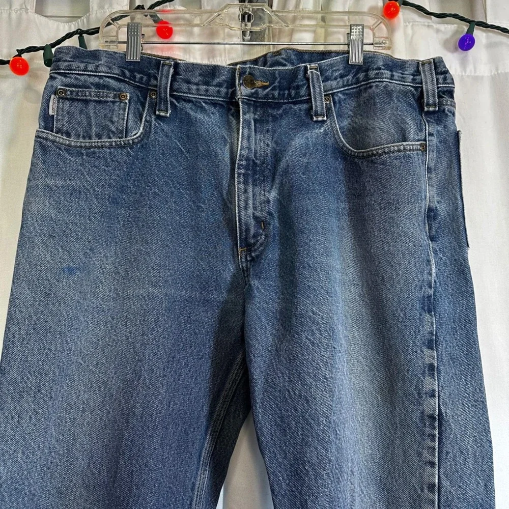 Carhartt B480 DVB Traditional Fit Mens Blue Denim Jeans Streetwear‎ 40x30 FLAWED